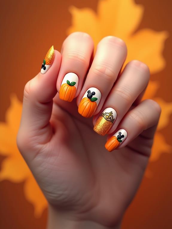 pumpkin themed nail art designs