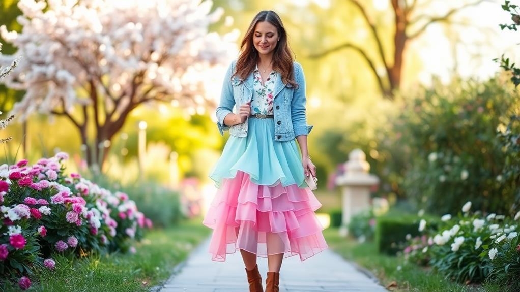 fashionable layered midi skirt